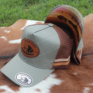 GFour branded Trucker Cap - Rocking Bison Sage Green & Brown